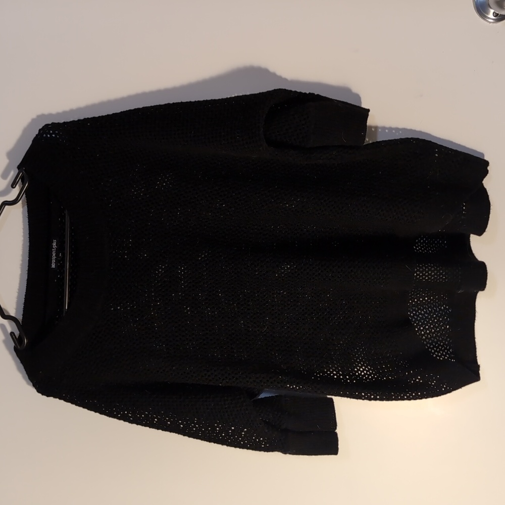 Loose knit black acrylic top by introspect 2XL